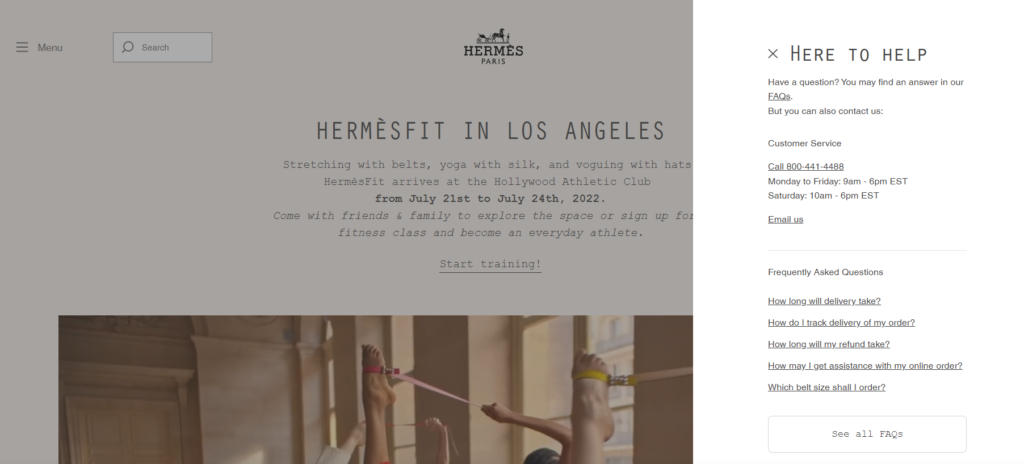 Contact Us eCommerce page